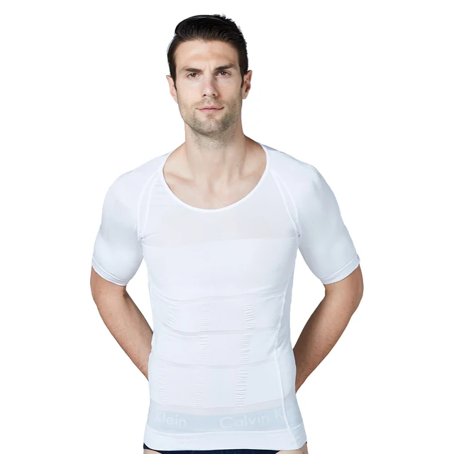 Mens Slimming Body Shape Vest Compression Tops for Men Running Short Sleeve T-Shirt