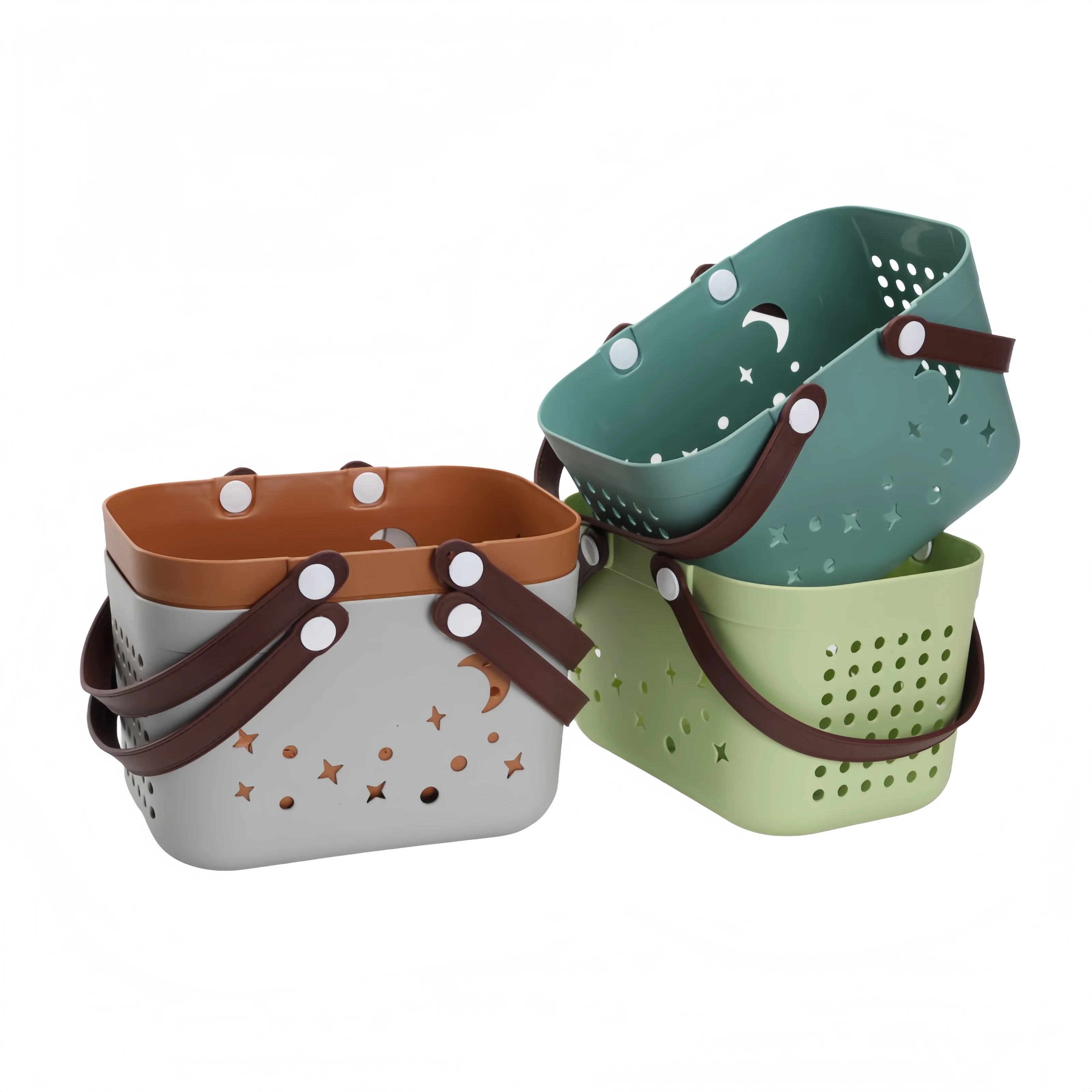 Plastic Basket European American Style Outdoor Beach Bag Bath Storage Basket Handheld Vacation Basket Beach Bathroom Storage Bin