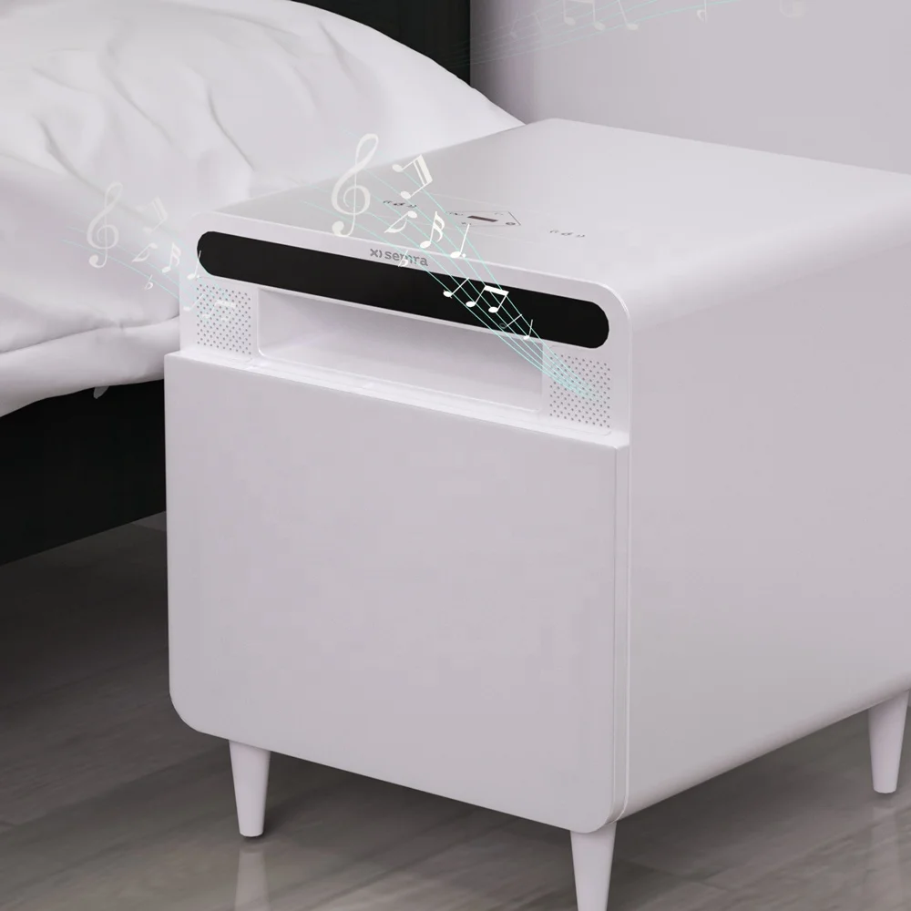 super cool nevera inteligente mesa lateral carga inalámbrica dormitorio  soporte de noche muebles mesa con refrigerador cajón para la venta