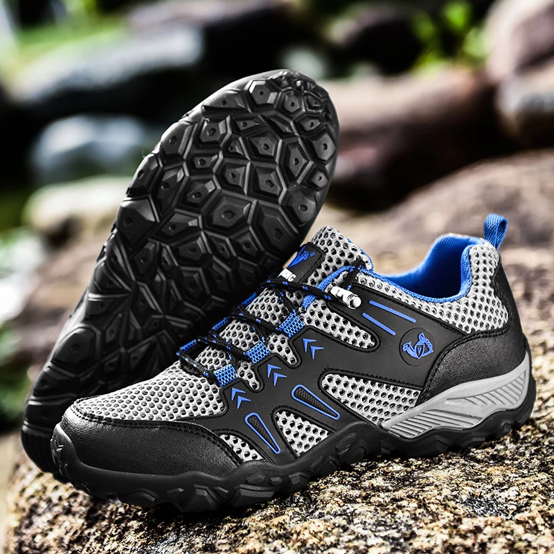 New Arrival Large Size Light Weight Breathable Mesh Hiking Shoes For Men