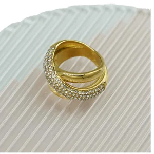 MW Europe United States New Fashion Light Luxury Stainless Steel Unisex Hip Hop/Rock Ring 18K Gold Plated Diamond Ring