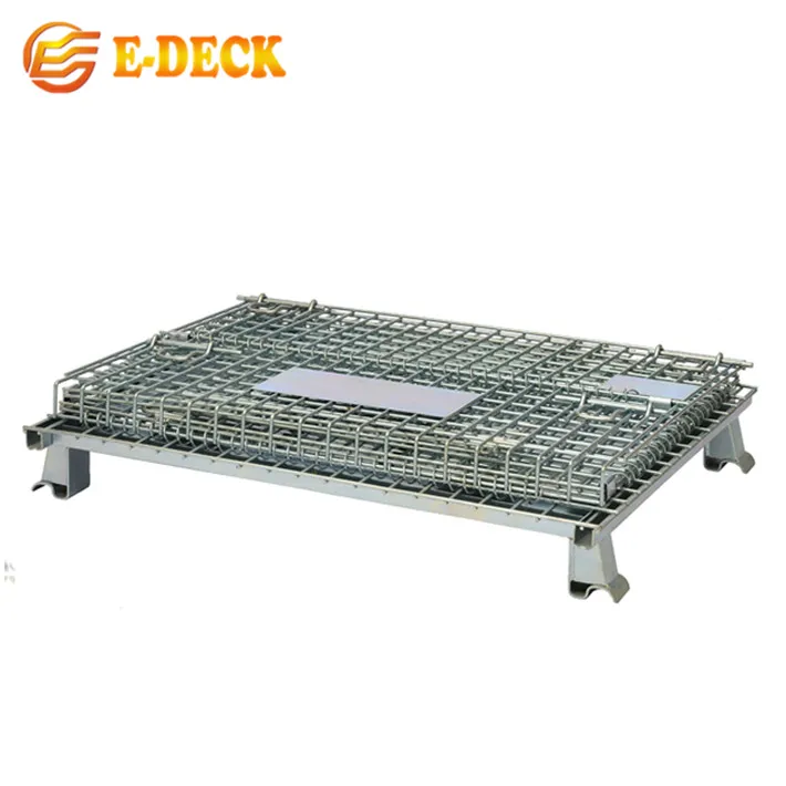 High Quality Collapsible Logistic Transport Forklift Galvanized Storage Stacking Steel Wire Basket Pallet