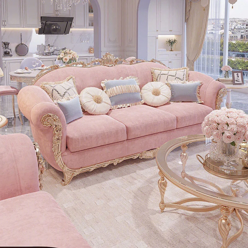 Victorian Luxury Wood High End Tufted Couch Velvet Sofas