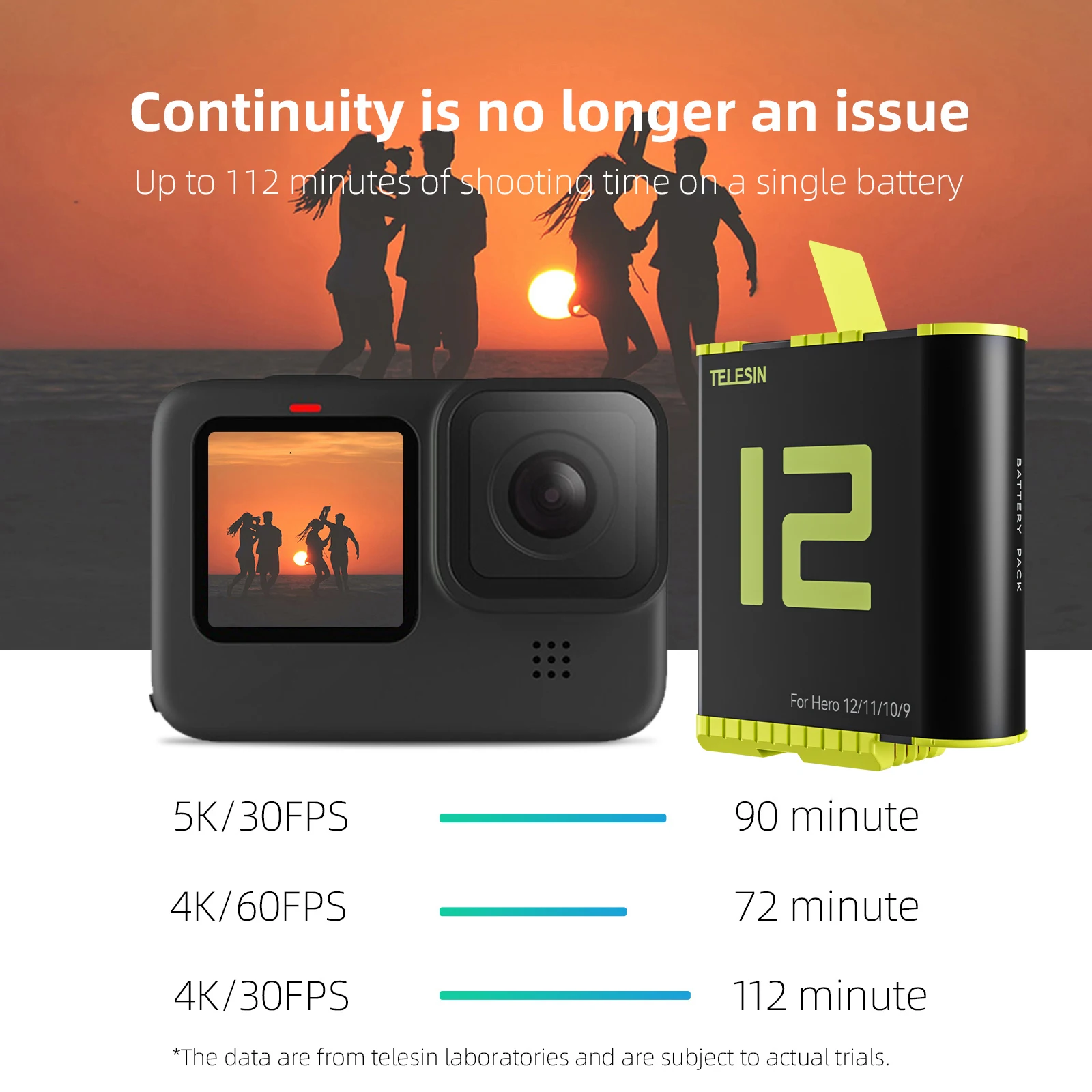 Telesin for Go Pro 12 3-slot Action Camera Lithium Battery Charger