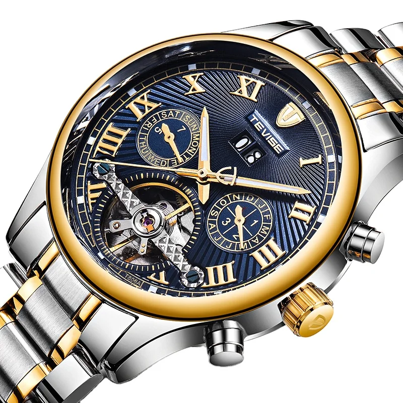 2019 Tevise New Brand Multiple Time Zone Mens Automatic Watch With a Waterproof Function