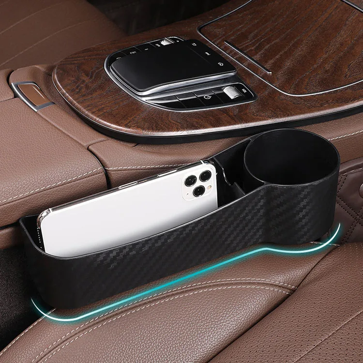 Универсальный органайзер из углеродного волокна для автомобильного сиденья с большим держателем для чашки