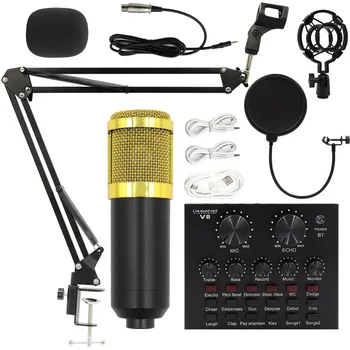 BM 800 Professional PC  V8 Sound Card Set BM800 Mic Studio Condenser Microphone for Karaoke Podcast Recording Live Streaming