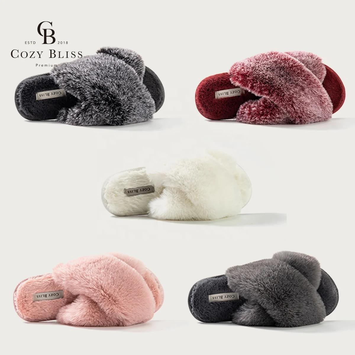 
Уютная модная обувь Bliss Amazon, женские тапочки, меховые шлепанцы с перекрестным мехом, женские тапочки, шлепанцы с открытым носком, мюли, пушистые шлепанцы для дома 