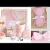 pink cup lid spoon card candle bath ball gift box bear hair band