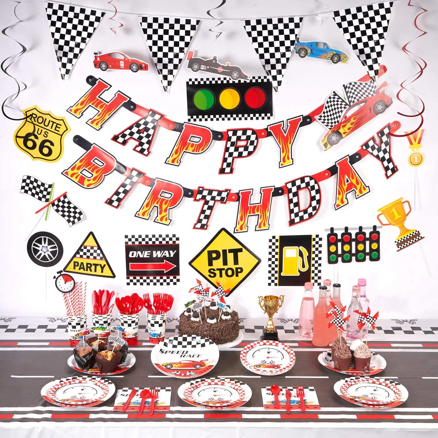 Banniere De Joyeux Anniversaire Decorations Pour Voitures De Course Pour Fete Drapeau Banderole Accessoires Pour Stand Photo Fournitures Pour Vehicule D Anniversaire Buy Construction A Theme Bebe Douche Decor Voiture De Course Guirlande Gateau