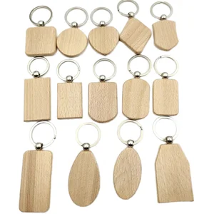Wholesale Handmade Custom Design UV Printed or Laser Engraved Logo Wooden Keytag Metal Keychain
