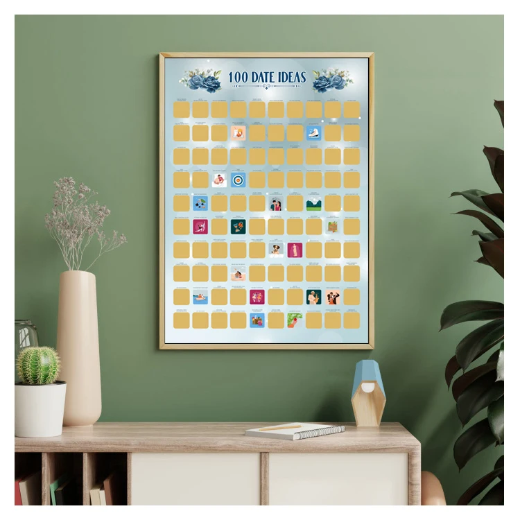 Custom Design 100 Places Movies Anime Album Bucket to Do List Poster 100 Dates Scratch off Posters