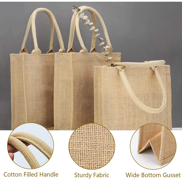 Shopping Bags Linen Bag Hand-painted Cotton Sacks Jute Portable Sacks Foldable Shopping Bag details