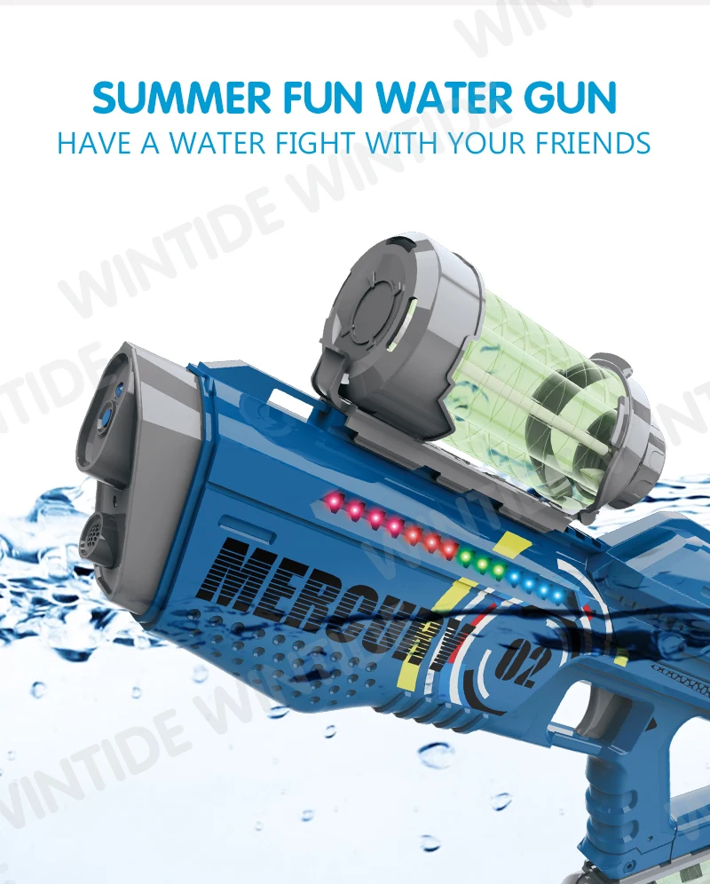 Unisex Durable Electric Water Gun Pc Abs Plastic Battery Powered Bullet