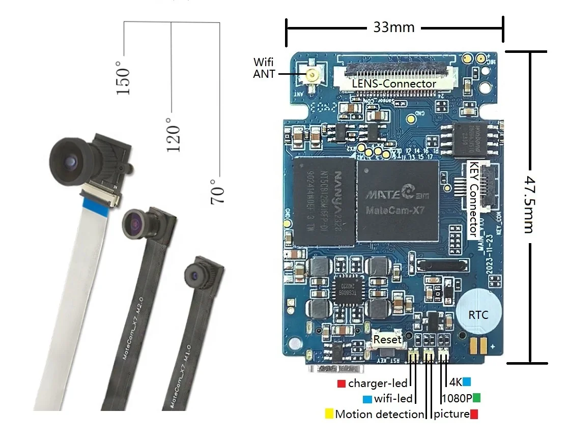 X7 Pro 13MP Real 4K WiFi P2P Mini Camera Video Motion Detector 15m Wireless Control Small DIY 70 Degree Pinhole Camera Module