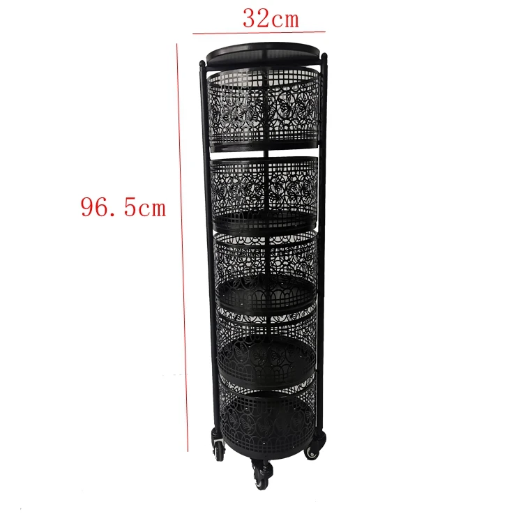 Home Decor Kitchen Organize Shelf Rack with Rotating Bucket Movable Kitchen Storage Rack with Wheels