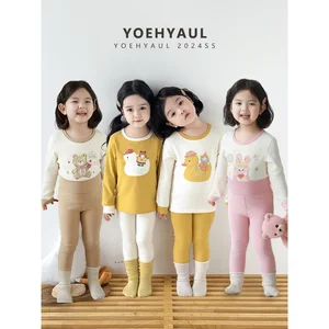 YOEHYAUL Q3973 2 Pieces Cute Print Cotton Baby Pajamas Home Wear Breathable Children's Kids Sleepwear Pajamas Set