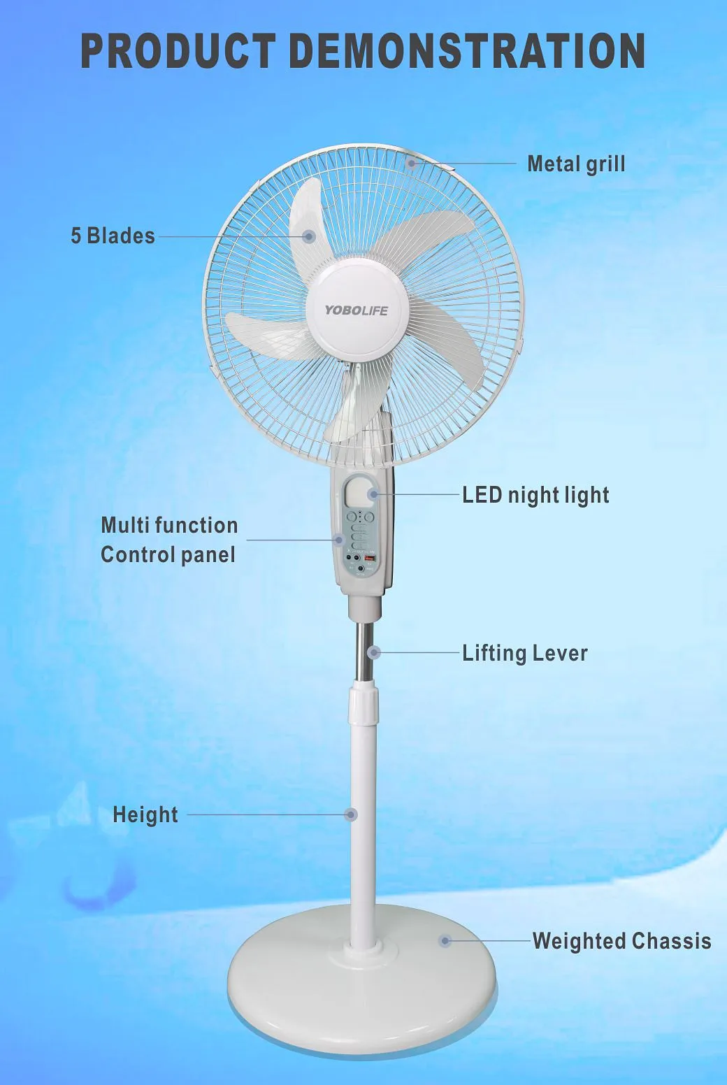 Stand Fan, LM-186, LED, USB, Solar - detail 6
