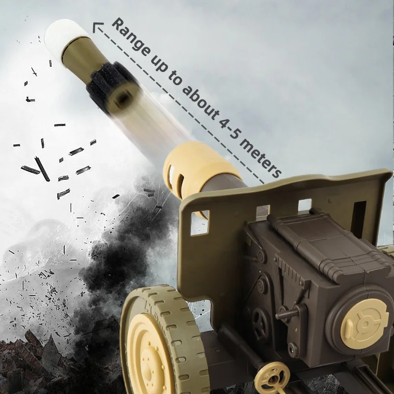 Plastic Air Airsoft Toy Shell Ejecting Shooting Launchers Foam Soft Bullet Tank with 3 Bullets