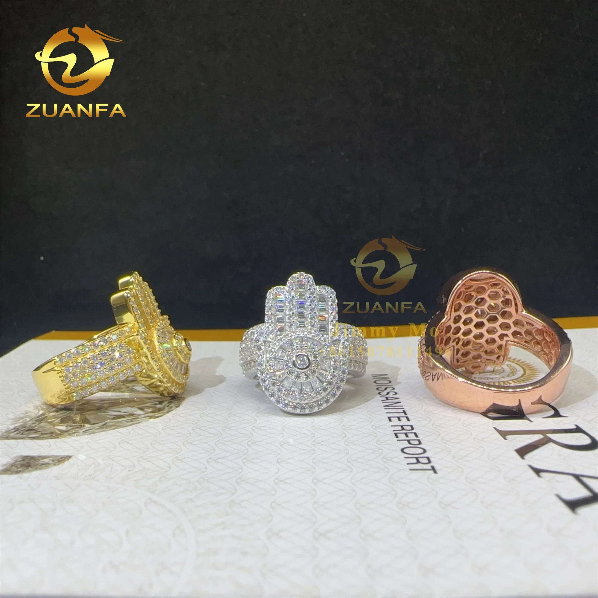 Hamsa Ring Aus 925 Sterling Silber Mit Vvs Moissanit Hip Hop_voghion.com