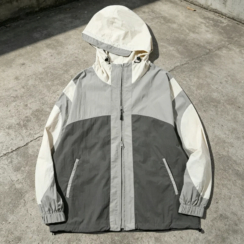 Custom Men's Outdoor Softshell Zip up Jacket Water Resistant Waterproof Windproof Hiking Ripstop Nylon Windbreaker Vintage gallery 6
