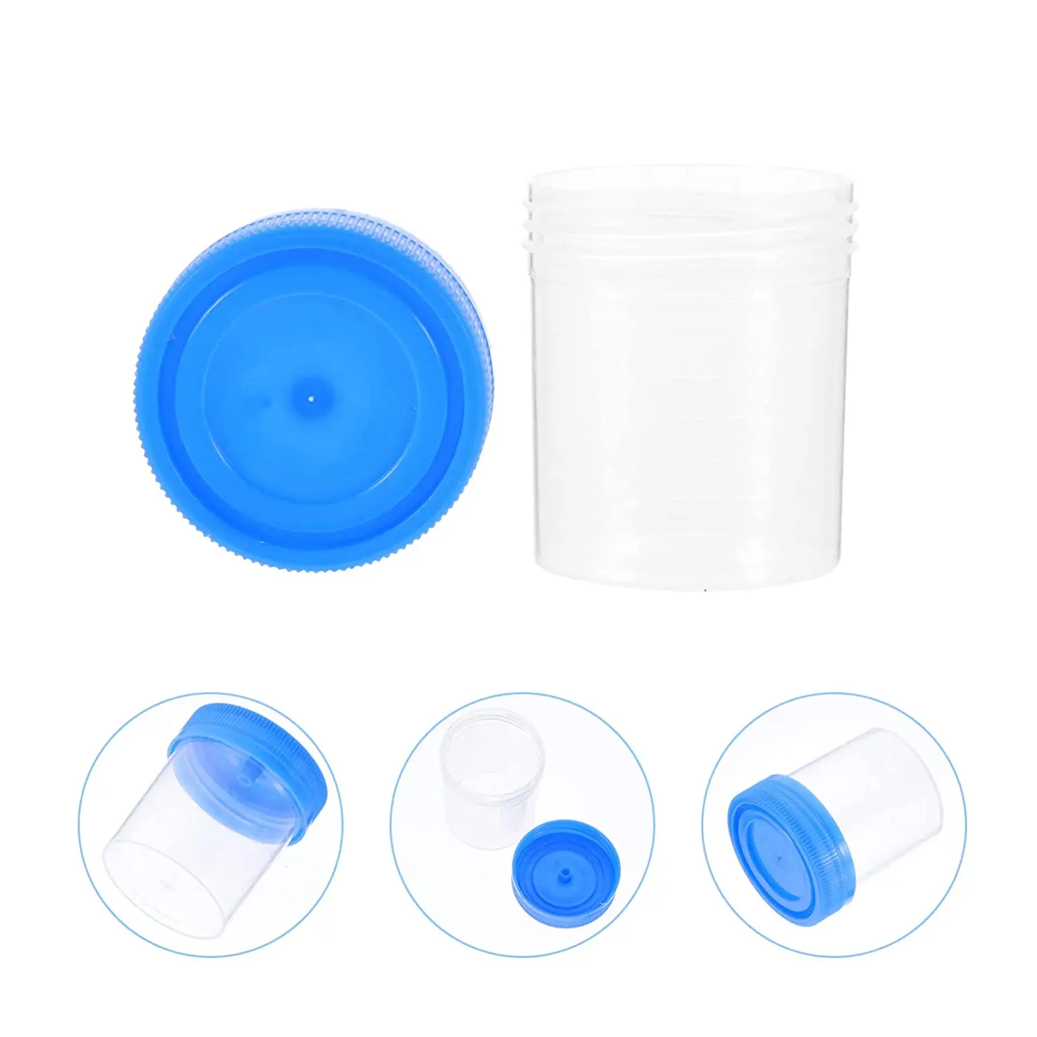 Disposable Plastic Medical Patient Test Sample Cup Sputum Fecal Specimen Collector 30ml 60ml 120ml Stool Urine Container