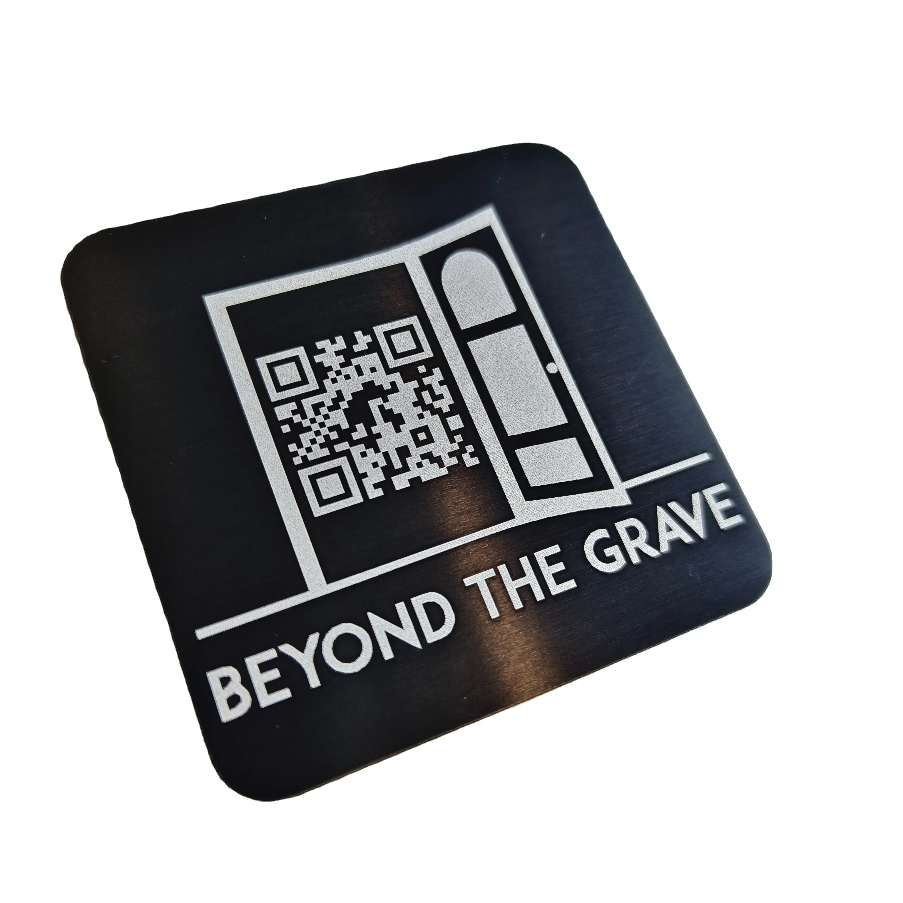 Anodized Aluminum Name Plate Serial Number Tag Metal QR Code Label  Scratch Resistant Memorial Tombstone Nameplate Grave Plaques