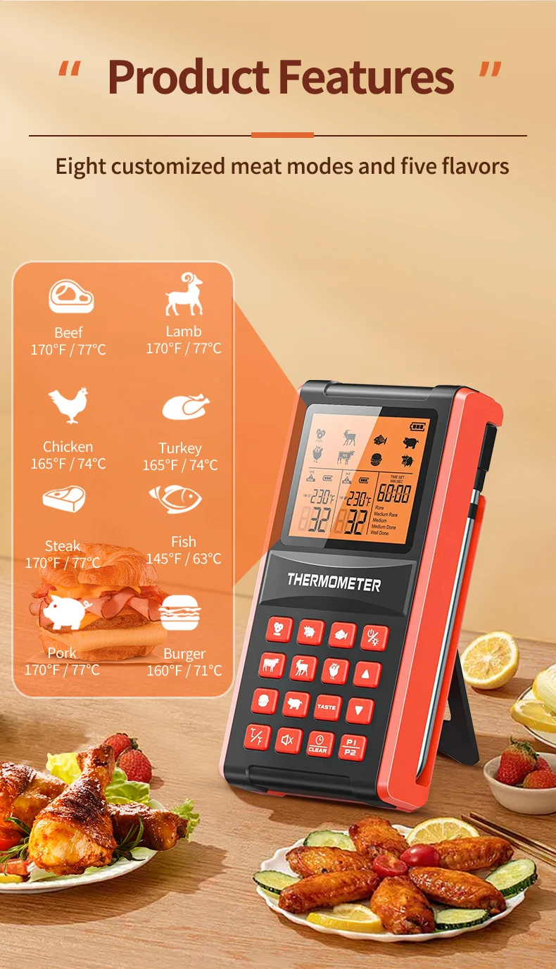 Fast Response Food Bimetallic Grill Digital Cooking Thermometer