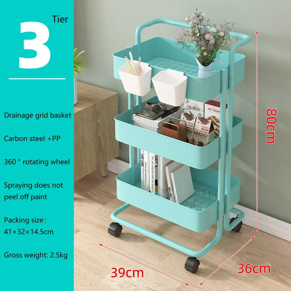 J2060 Custom 3 Tier Folding Trolley Movable Kitchen Rack Trolley ...