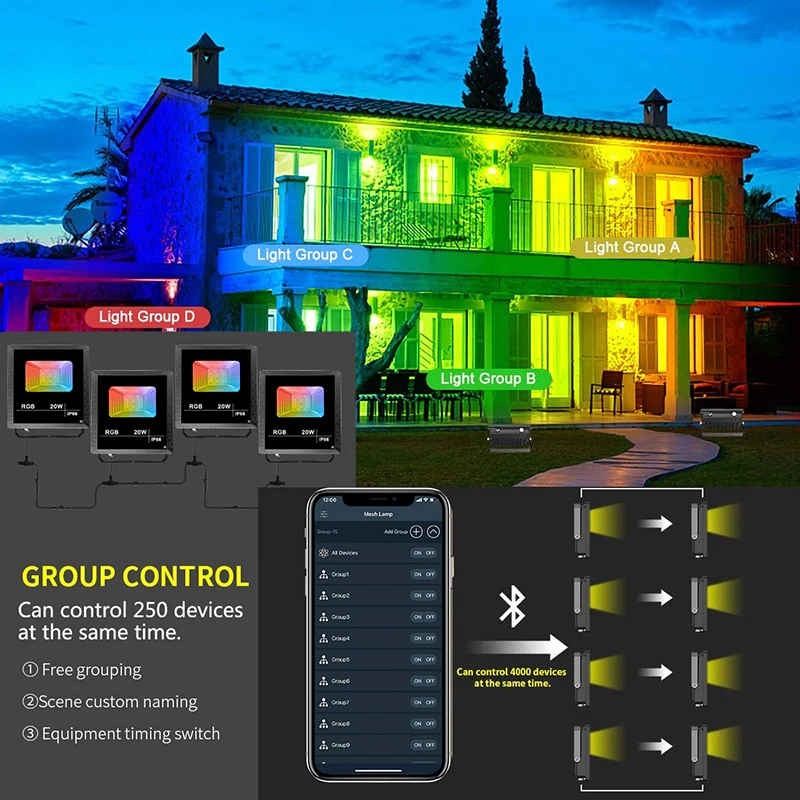 product smart wifi ble led flood light rgb led floodlights app remote waterproof timing outdoor garden wall tree led landscape lighting-40