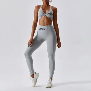 Manufacturer Activewear Gym Fitness Clothing Butt Push Sport Leggings Long 2 Piece Tight Athleisure Wear Women Yoga Sets