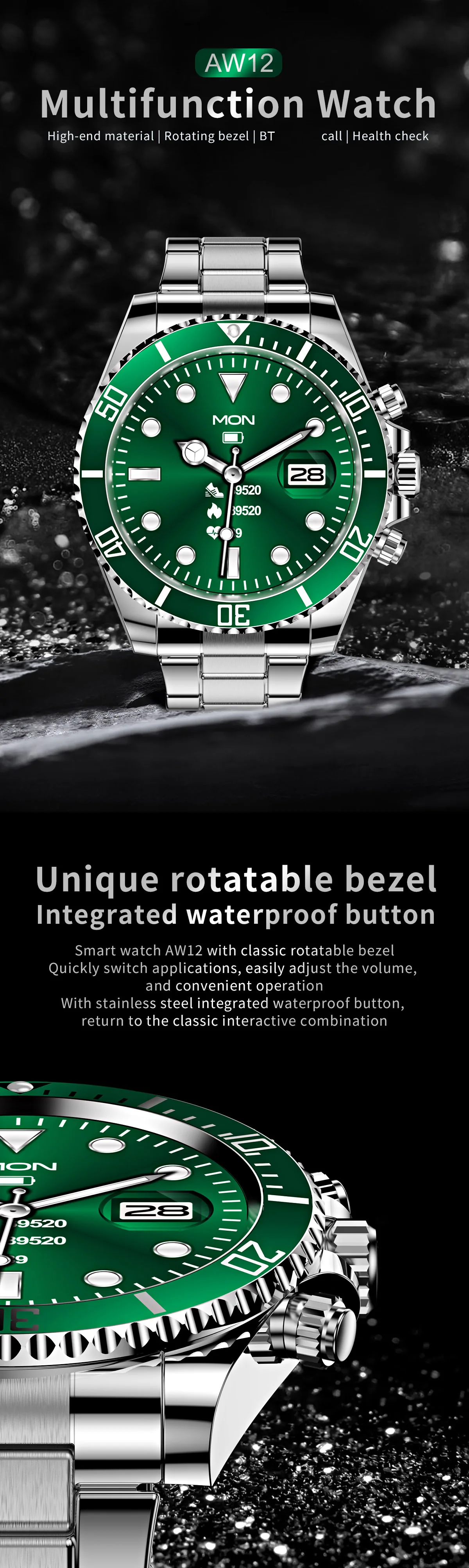 YTGEE 2022 Aw12 Men Smartwatch 1.32 Inch Health Fitness Tracker Sleep ...