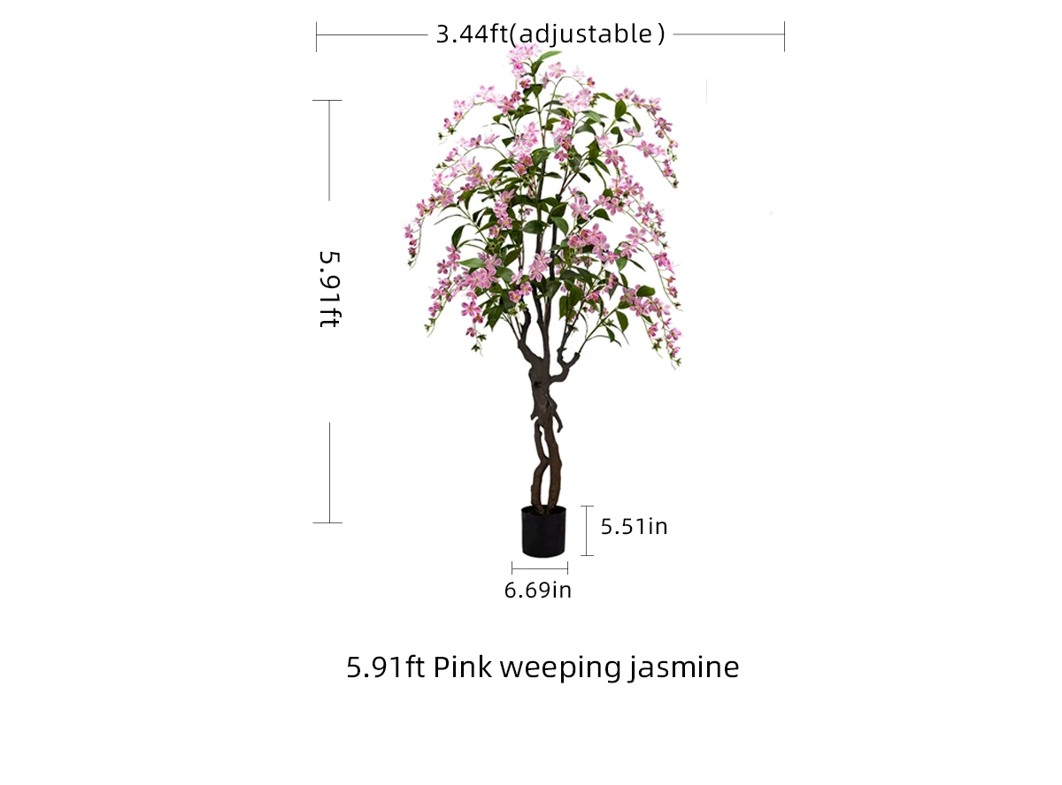 Plastic Green Tree with Real Touch White Pink Purple Artificial Flowers for Home or Office High Touch-Feel Decorative Pot supplier