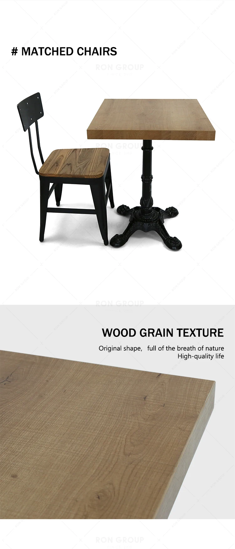 Strong Quality Morden Cheap Durable Outdoor Indoor square Round clear Texture Restaurant Mdf Dining Table