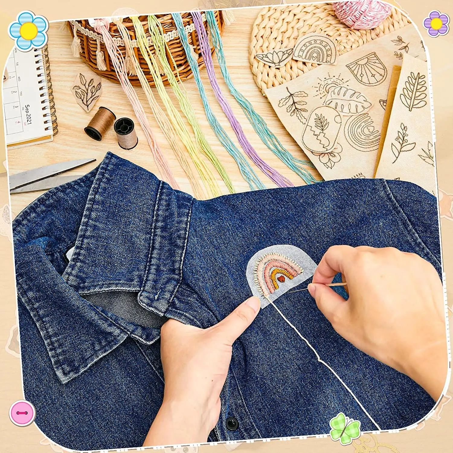 50 Pcs Breathable Waterproof Water Soluble Hand Sewing Stabilizers Wash Away Embroidery Fabric Stabilizers Embossed Pattern