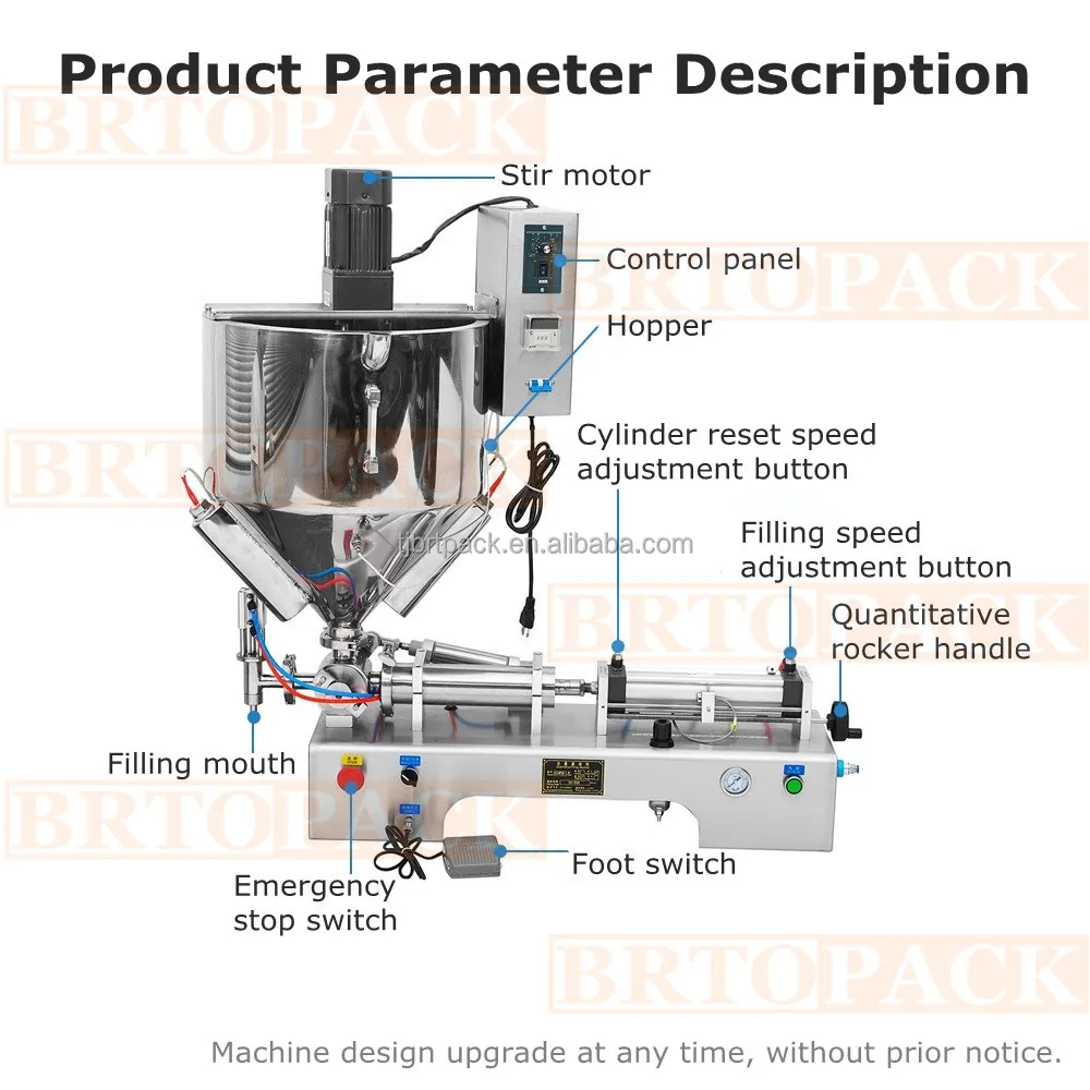 Peanut Butter Chili Sauce Pneumatic Liquid Filler Machine Food Stir Mixing Heating Paste Filling Machine With Mixer - Image 2