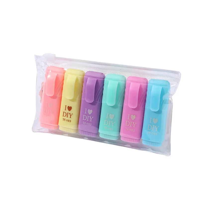 12 Mini Surligneurs QOWUXHZ - 6 Couleurs - Format Pocket - Pour Enfants Et étudiants