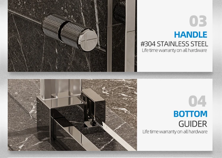 New Modern Design Bathroom Black Frame Shower Room Cabin 10mm Tempered Glass Sliding Shower Door