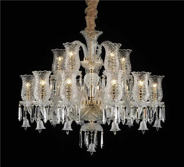 Meerosee Clear Crystal Chandelier Light Classic Crystal Pendant Lighting Baroque Crystal Pendant Light for Hotel  Villa MD87121