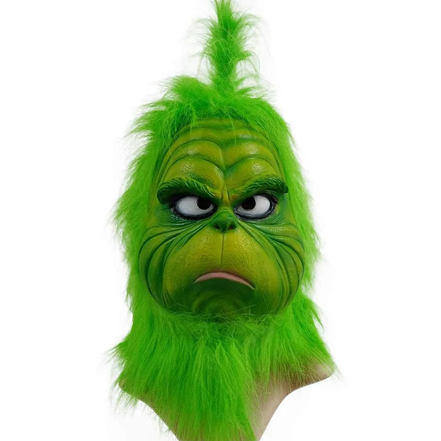 Cheap Wholesale Costume Party Latex Props Halloween Xmas Green Monster Decoration Full Head Grinch Mask