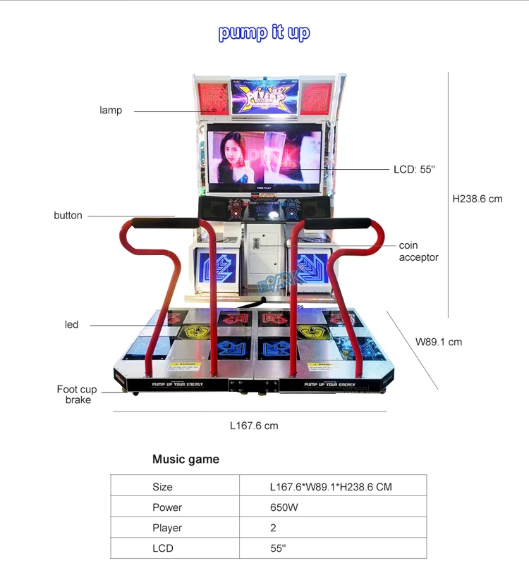 2 Players Interactive Pump It up Music Rhythm Dance Revolution Arcade ...