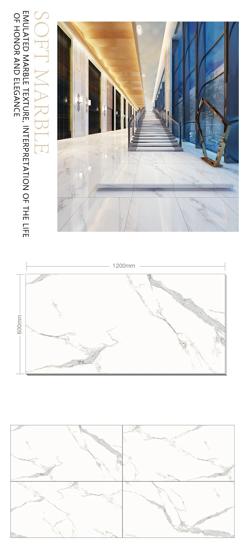 Natural Stone look Full Polished Glazed Marble Slab Big porcelanato porcelain ceramic tiles wall 1200x600 600x1200 tiles manufacture