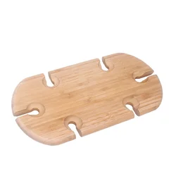 Portable Wine Picnic Table - Premium Natural Bamboo Folding Charcuterie Meat and Cheese Tray with Bottle and Four Glass Holder