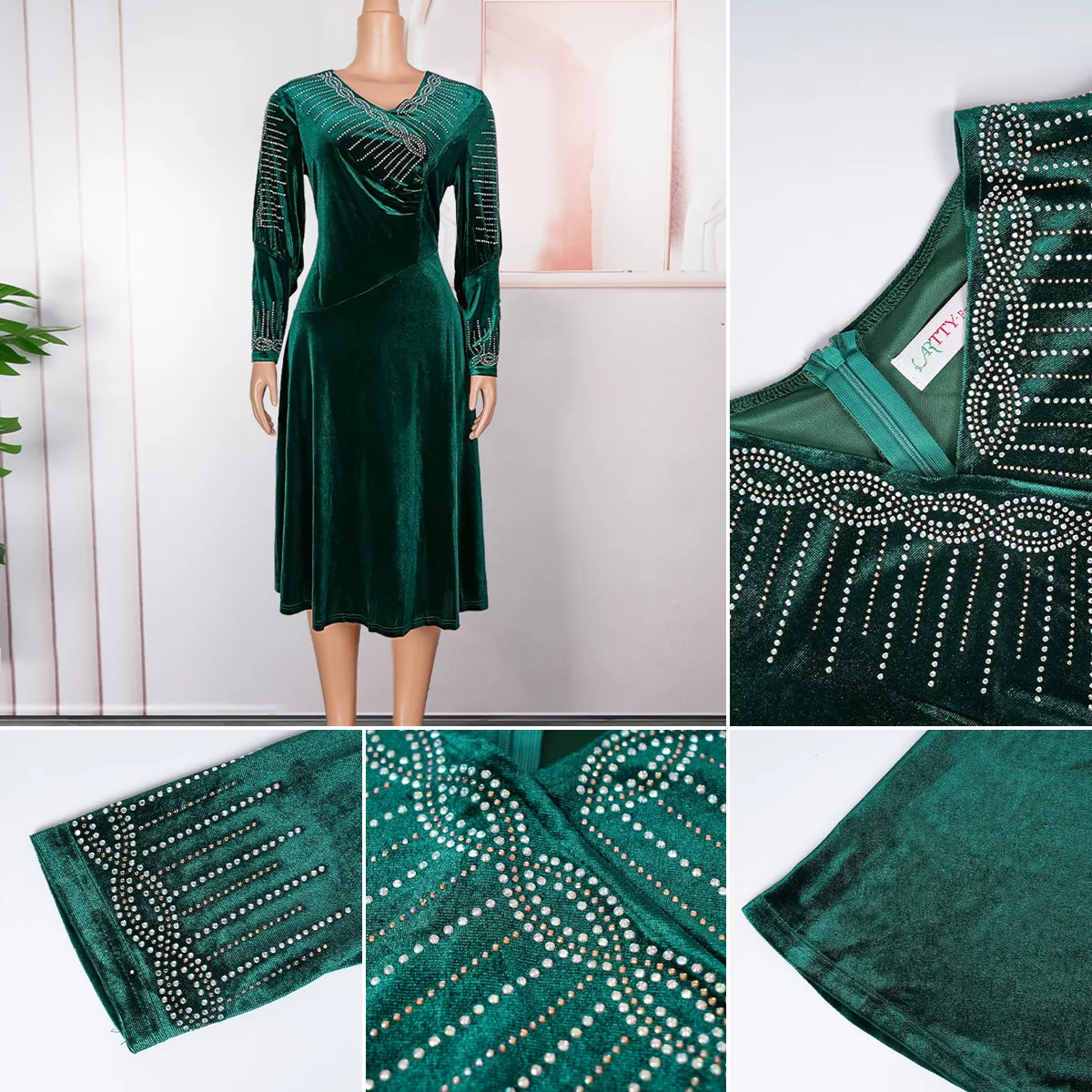 emerald green halter neck prom dress Unique Green Sequin Slit Made-to-Order Mermaid Prom Dress main image 1