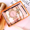 W3255 ชุดนาฬิกาข้อมือ 5 ชิ้น สีชมพู พร้อมกล่องของขวัญสุดหรู