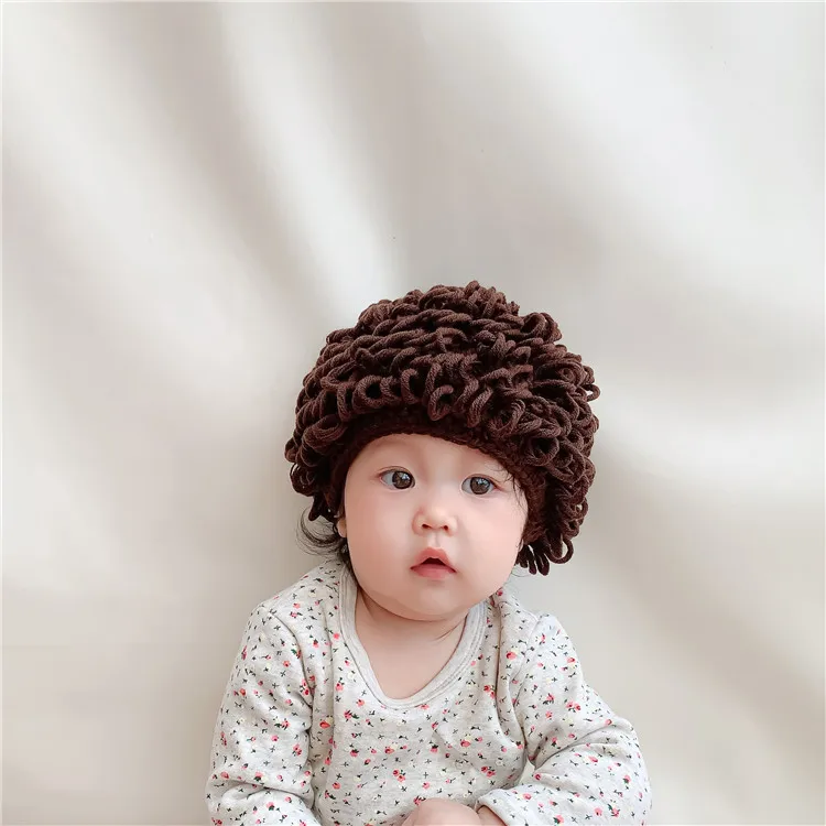 2022 Cute Infant Toddler Toddler Knit Wig Hats Short Curly Hair Wig Caps  Joker Adult Child Curly Hair Wigs Beanie W2220 - Buy Joker Adult Child  Curly Hair Wigs Beanie,Short Curly Hair