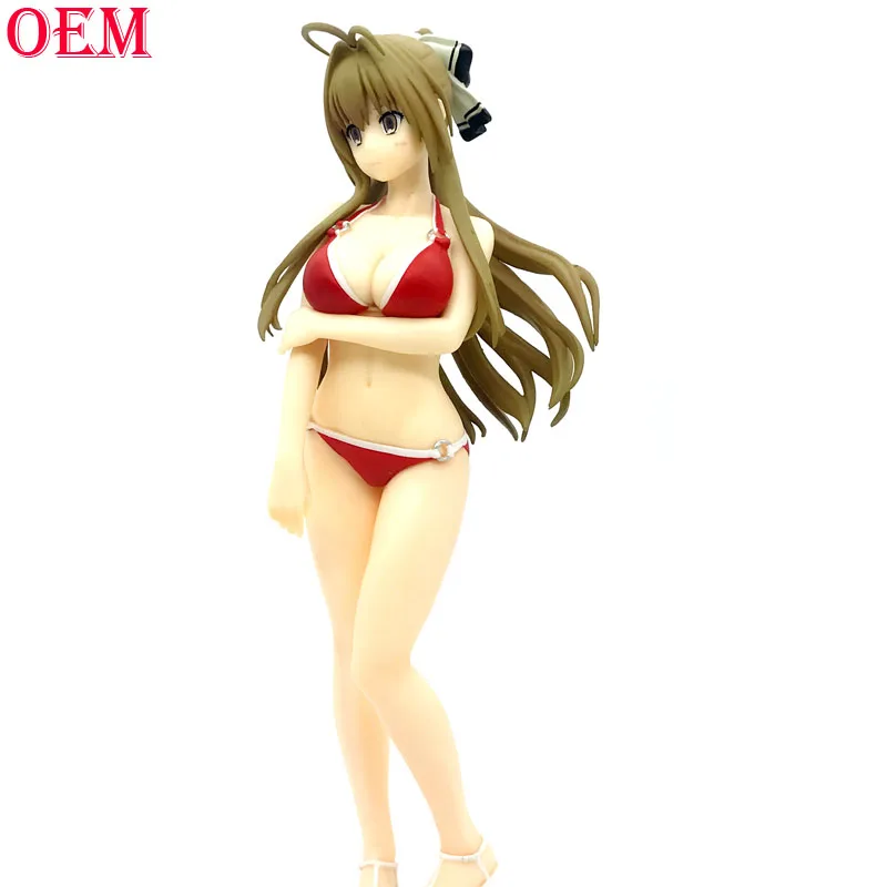 oem 塑料 3d 成人卡通动漫长头发性感泳装红色比基尼女孩动作图