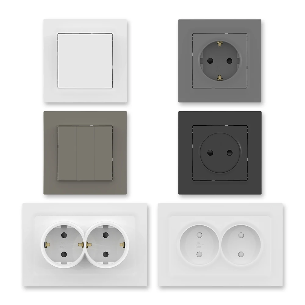 Manufacturer OEM Hot Sale High Quality Modern EU Switch Sockets European 1 Gang 2 Way Wall Switches and Sockets