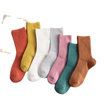 wholesale solid color sheer socks women crew cotton comfortable