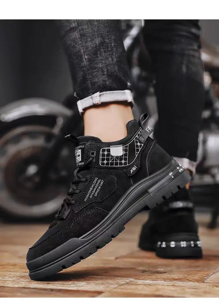 Spring and Autumn Versatile Casual Sports Board Shoes 2025 New British Style Leather Work Outdoor Summer Breathable Boots